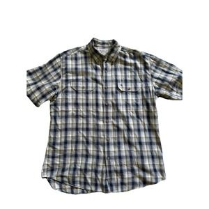 Carhartt Blue Plaid Short Sleeve Button Down‎ Shirt Size XL